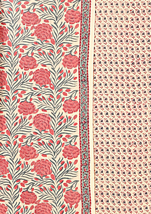 Terry Voile Dress Material with Kota Dupatta In Floral Block Print
