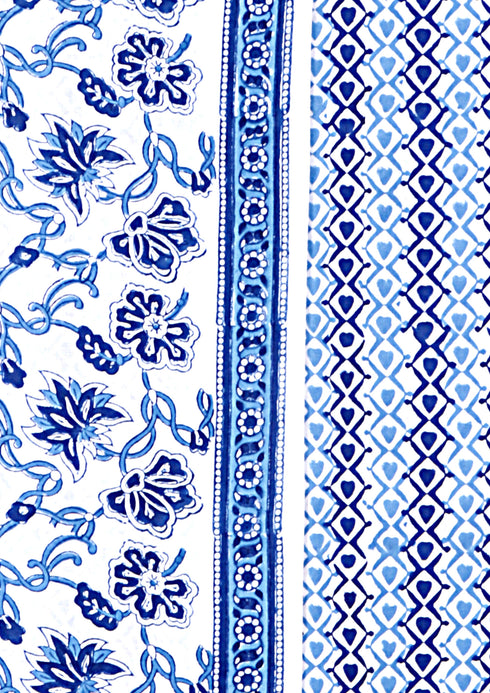 Cambric Cotton Dress Material With Kota Doria Dupatta in Floral Block Print