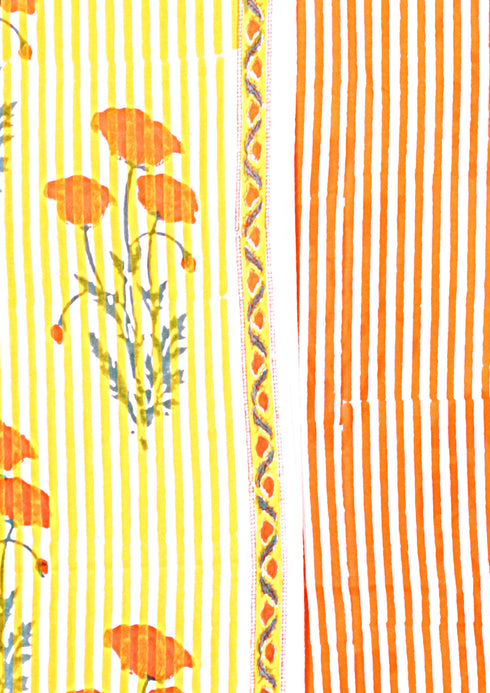 Cambric Cotton Dress Material With Kota Doria Dupatta in Floral Block Print