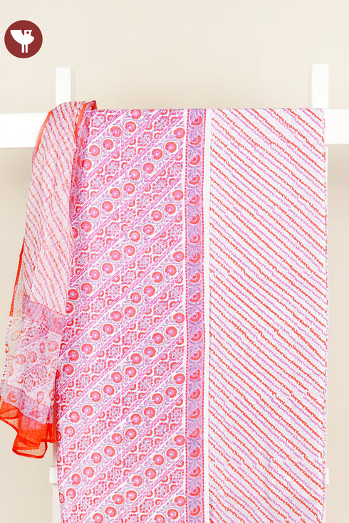Cambric Cotton Dress Material with Dupatta in Floral Block Print
