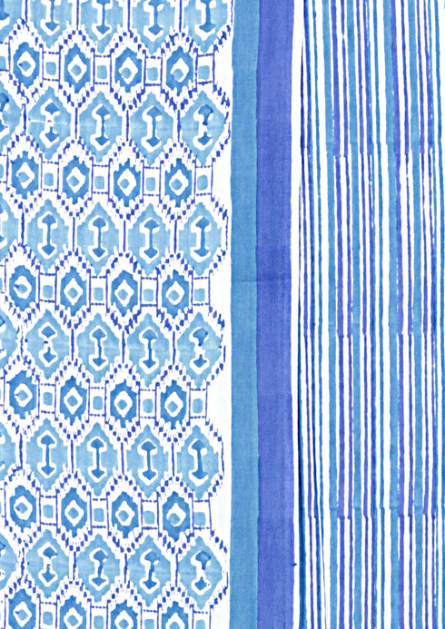 Cambric Cotton Dress Material With Chiffon Dupatta in Block Print