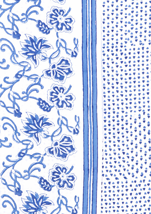 100% Cambric Cotton White & Blue Dress Material