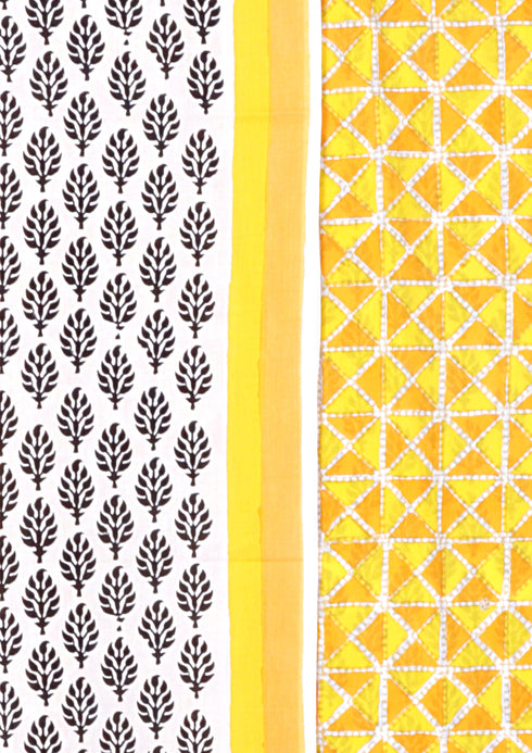 100% Cambric Cotton Black& Yellow Dress Material
