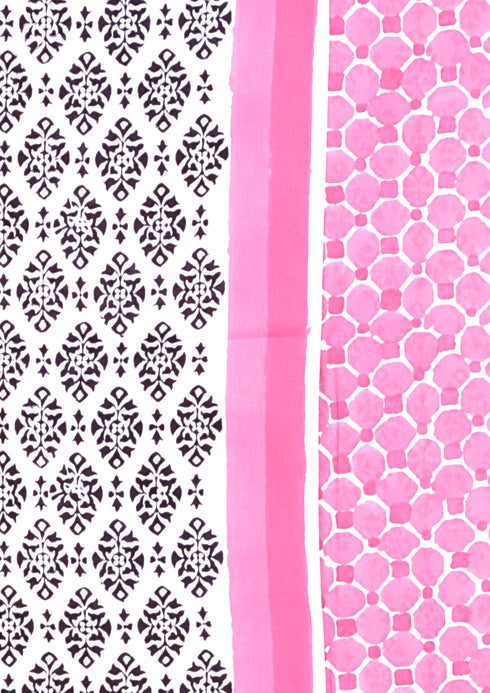 100% Cambric Cotton Black& Pink Dress Material