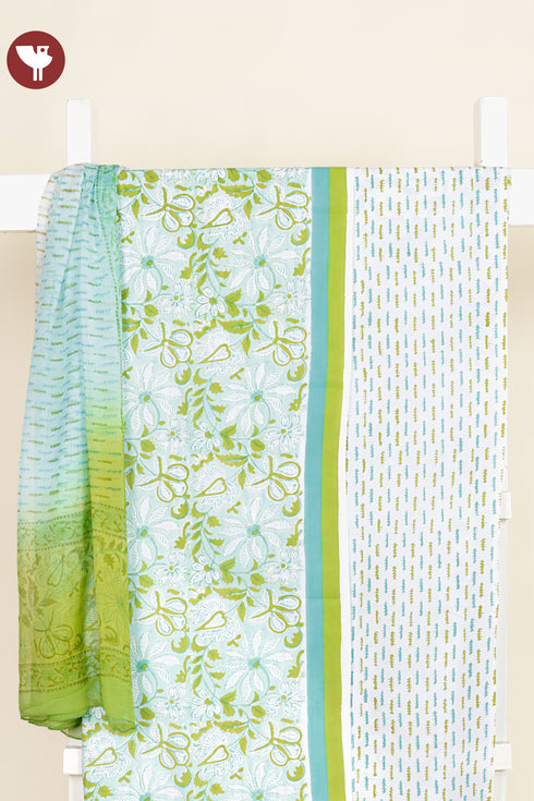 100% Cambric Cotton Mint & Lime Dress Material