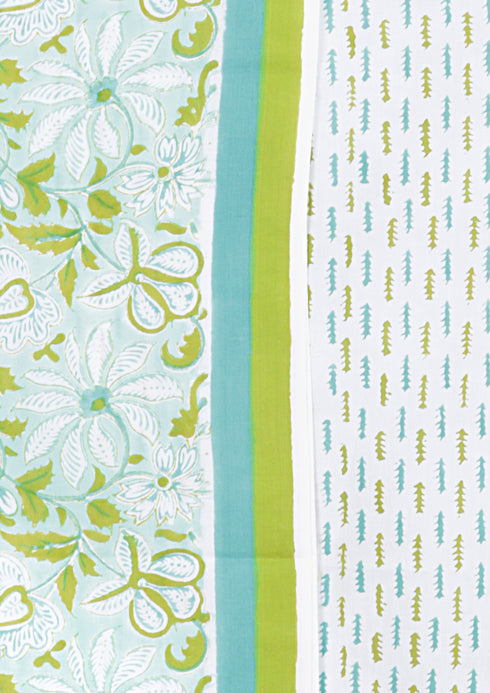 100% Cambric Cotton Mint & Lime Dress Material