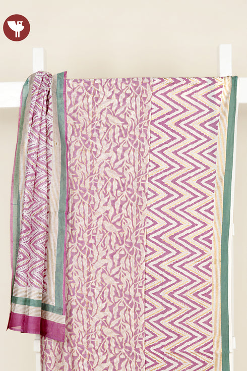 Chanderi Silk Dress Material With Kota Dupatta in Floral Block