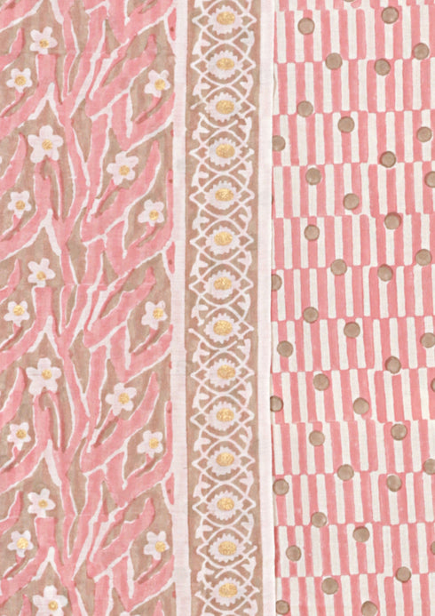 Chanderi Silk Dress Material With Kota Dupatta in Floral Block