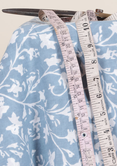 Cambric Cotton In Floral Block Print