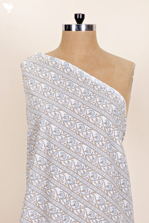 Cambric Cotton In Striped Floral Print