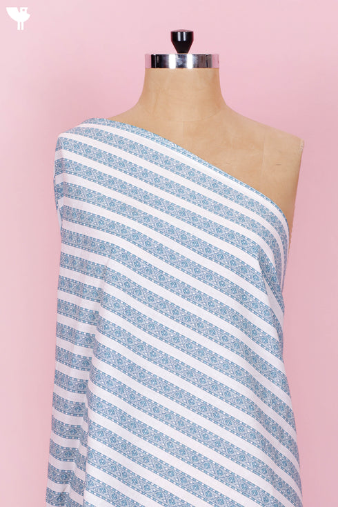 Cambric Cotton In Striped Floral Print