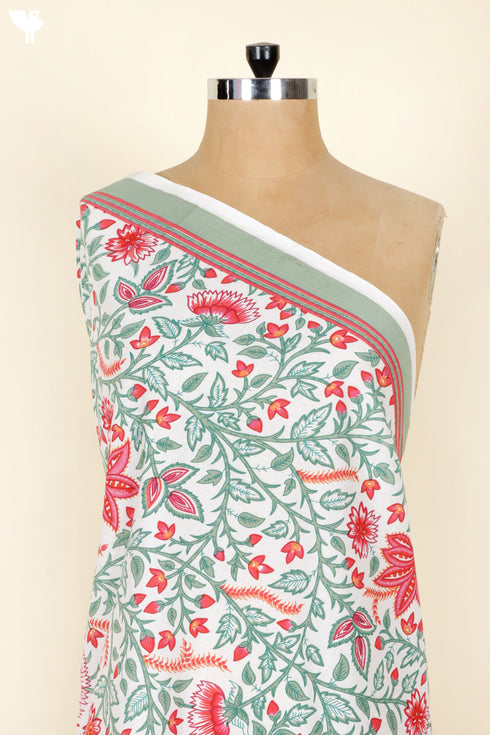 Hot Pink, Green and Orange Cambric Cotton Fabric | Yardage