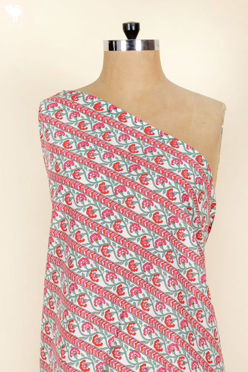 Hot Pink & Orange Cambric Cotton Fabric | Yardage