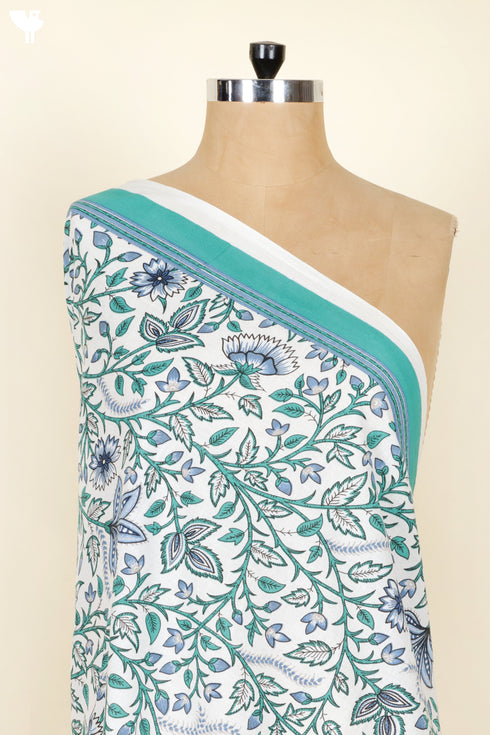 Cambric Cotton Aqua Green Floral Print