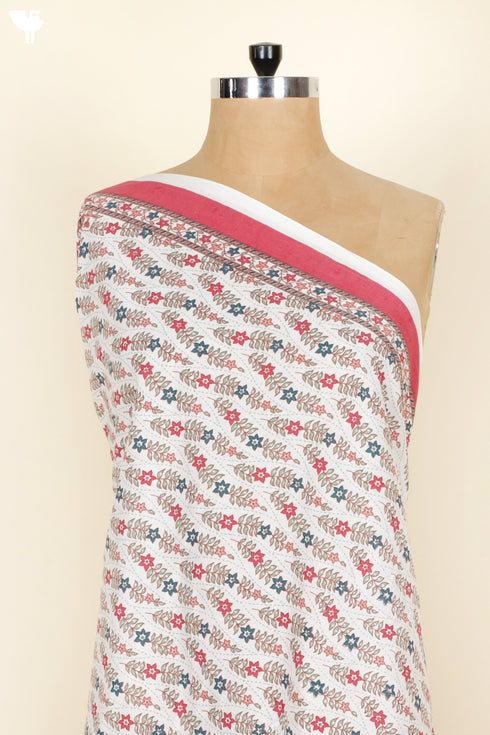 Cambric Cotton Ivory Floral Print Fabric