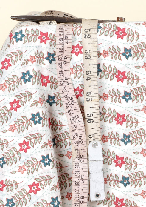 Cambric Cotton Ivory Floral Print Fabric