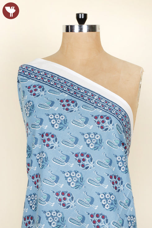 Cambric Cotton Blue Floral Fabric