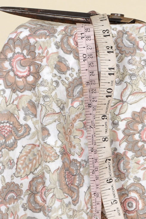 Cambric Cotton Beige Floral Fabric