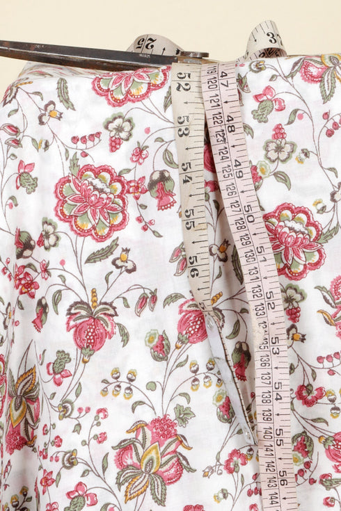 Cambric Cotton Ivory Floral Fabric