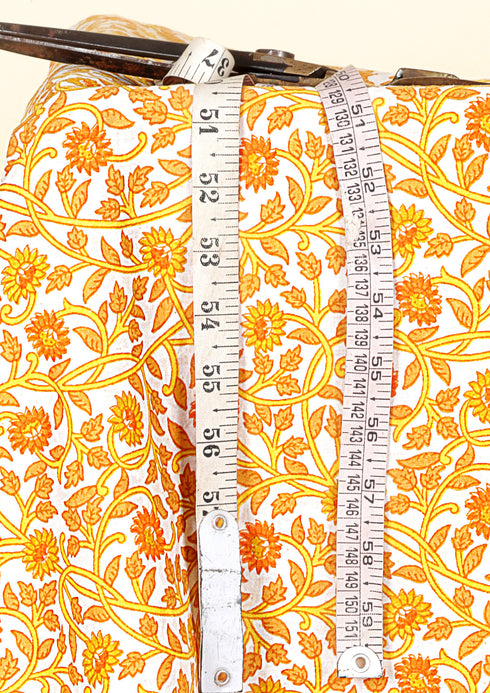 Cambric Cotton White Yellow Floral Fabric