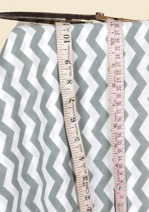 Cambric Cotton Grey Chevron Fabric