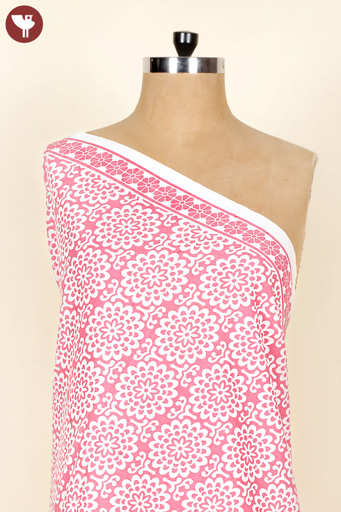 Cambric Cotton White Pink Floral Fabric