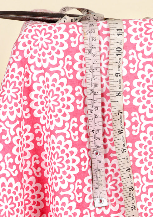 Cambric Cotton White Pink Floral Fabric