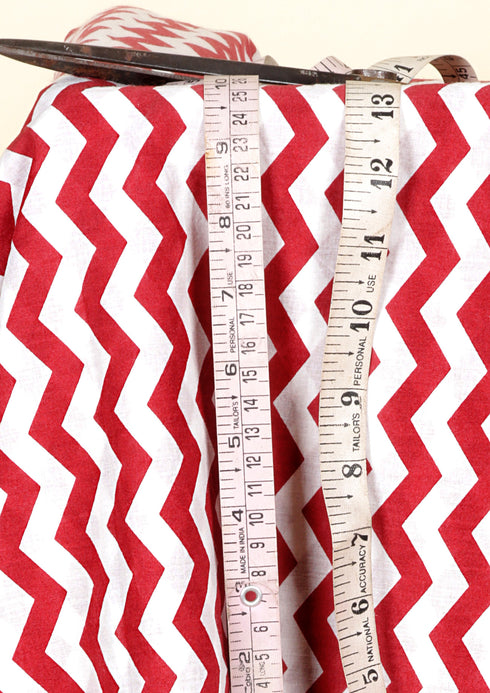 Cambric Cotton Red Chevron Fabric