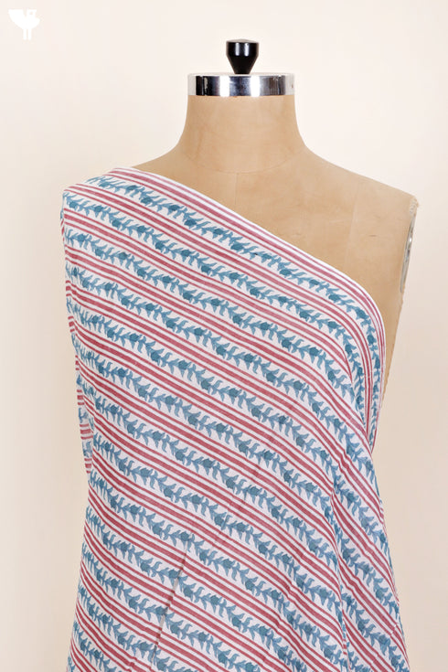 Mulmul Cotton In Striped Floral Print