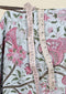 Mul Mul Cotton Silver base with Pink & Green Floral Print