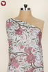 Mul Mul Cotton Silver base with Pink & Green Floral Print