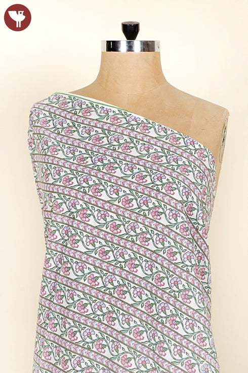 Cambric Cotton In Striped Floral Print