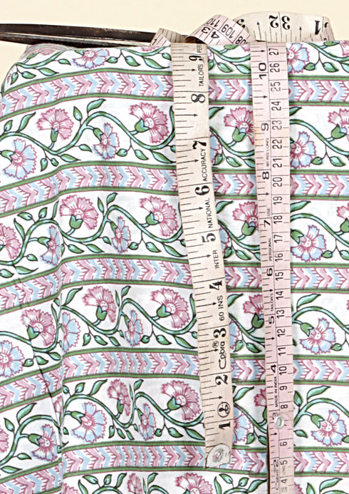 Cambric Cotton In Striped Floral Print