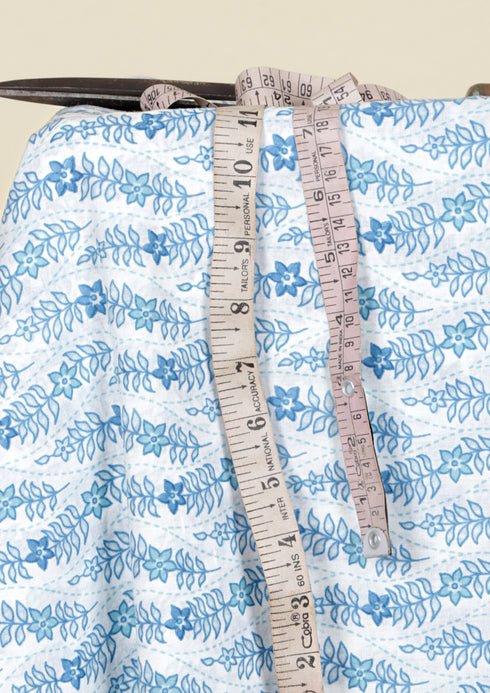 Cambric Cotton Blue Floral Print Fabric