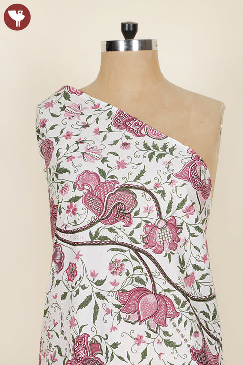 Cambric Cotton Plum Pink Floral Print Fabric