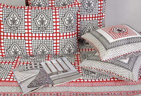 20s Cotton KING SIZE Bed Cover In Graphic Block Print