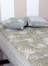 20s Cotton Bed Cover In Beige And Cloud Grey Foliage Print