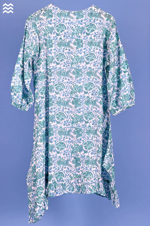 Mulmul Cotton Goat Top In Floral Block Print