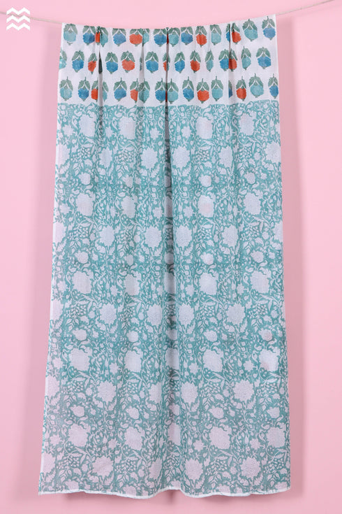 Mulmul Cotton Wrap In Floral Block Print