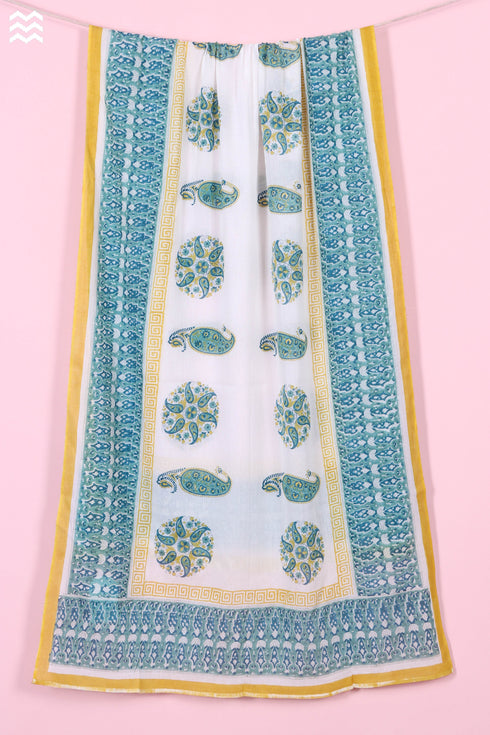 Mulmul Cotton Wrap In Assorted Block Print