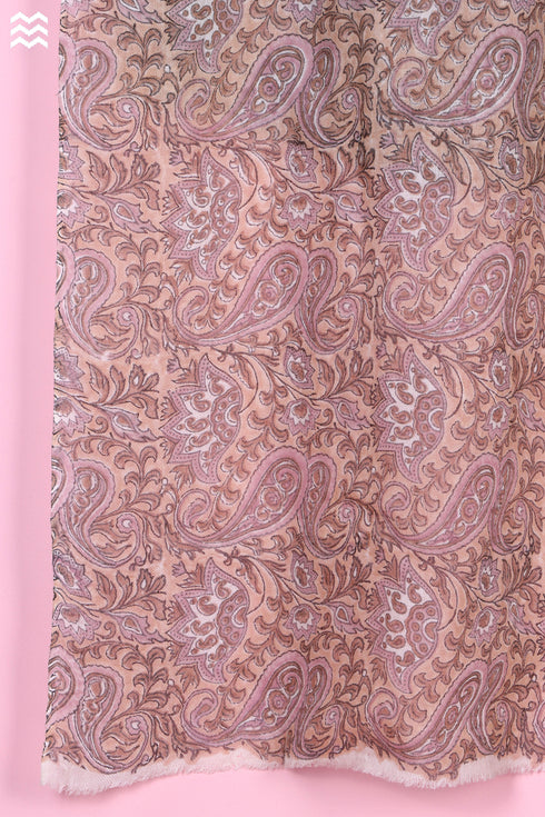 Wool Stole In Paisley Block Print