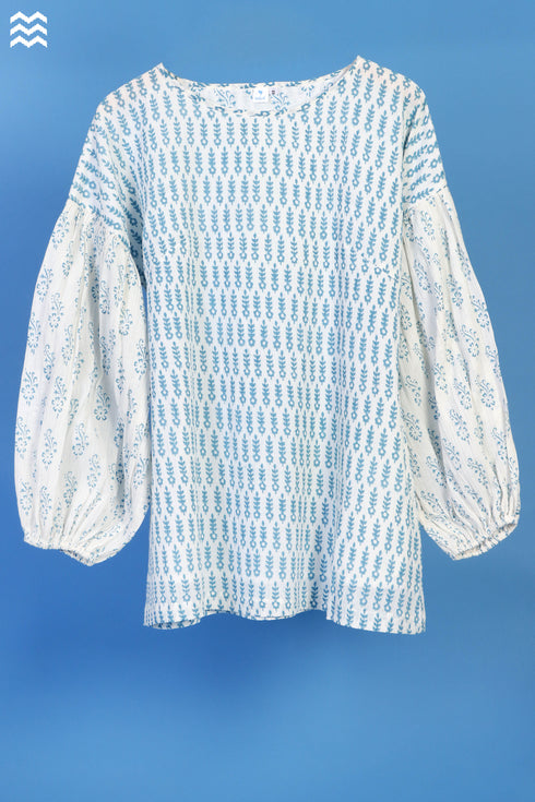 Crepe Cotton Stanley Top In Block Print