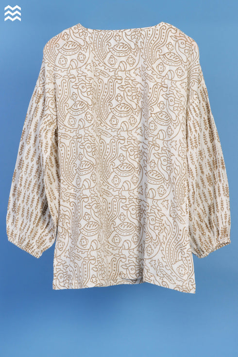 Crepe Cotton Stanley Top In Block Print