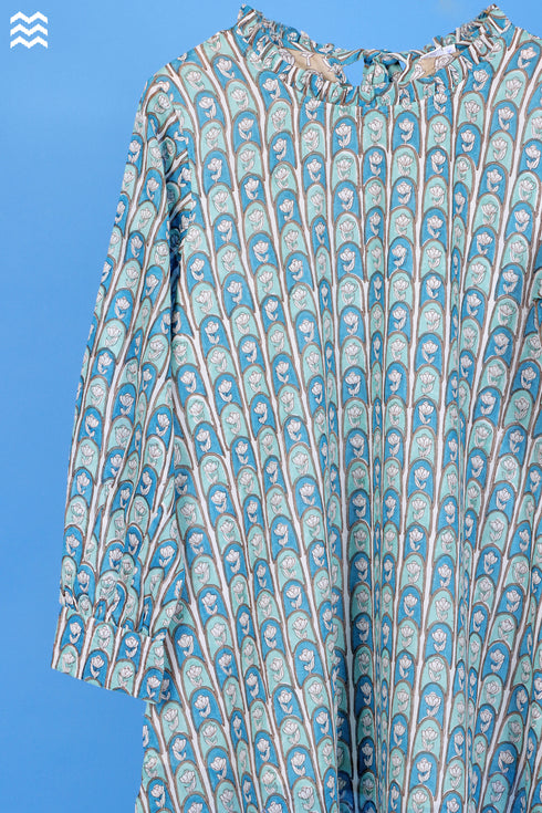 Mulmul Cotton Lizard Top In Block Print