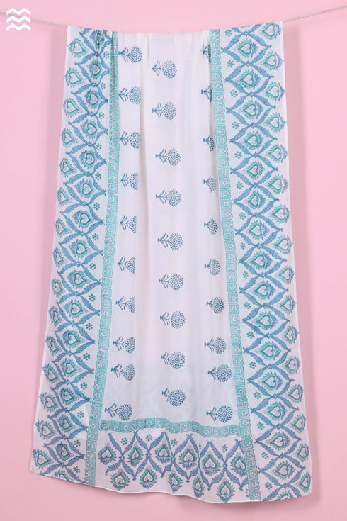 Mulmul Cotton Wrap In Floral Block Print