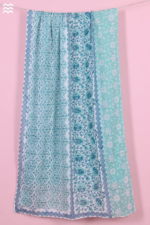 Mulmul Cotton Wrap In Floral Block Print