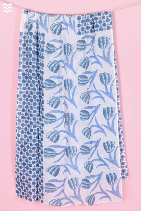 Mulmul Cotton Wrap In Assorted Block Print