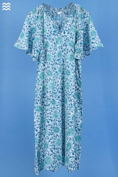 Mulmul Cotton Percy Dress In Floral Block Print