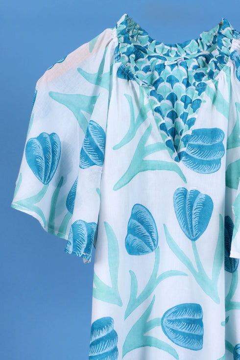 Mulmul Cotton Percy Dress In Floral Block Print