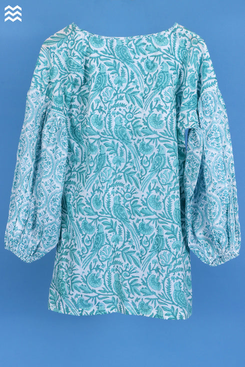 Mulmul Cotton Stanley Top In Graphic Block Print